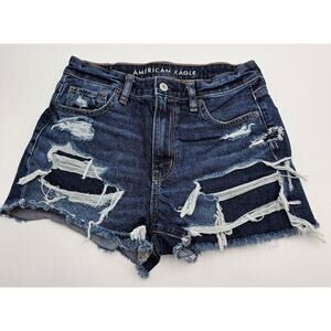 American Eagle Outfitter Women's 4 Dark Wash Strigid Cutoff Mom Jean Short